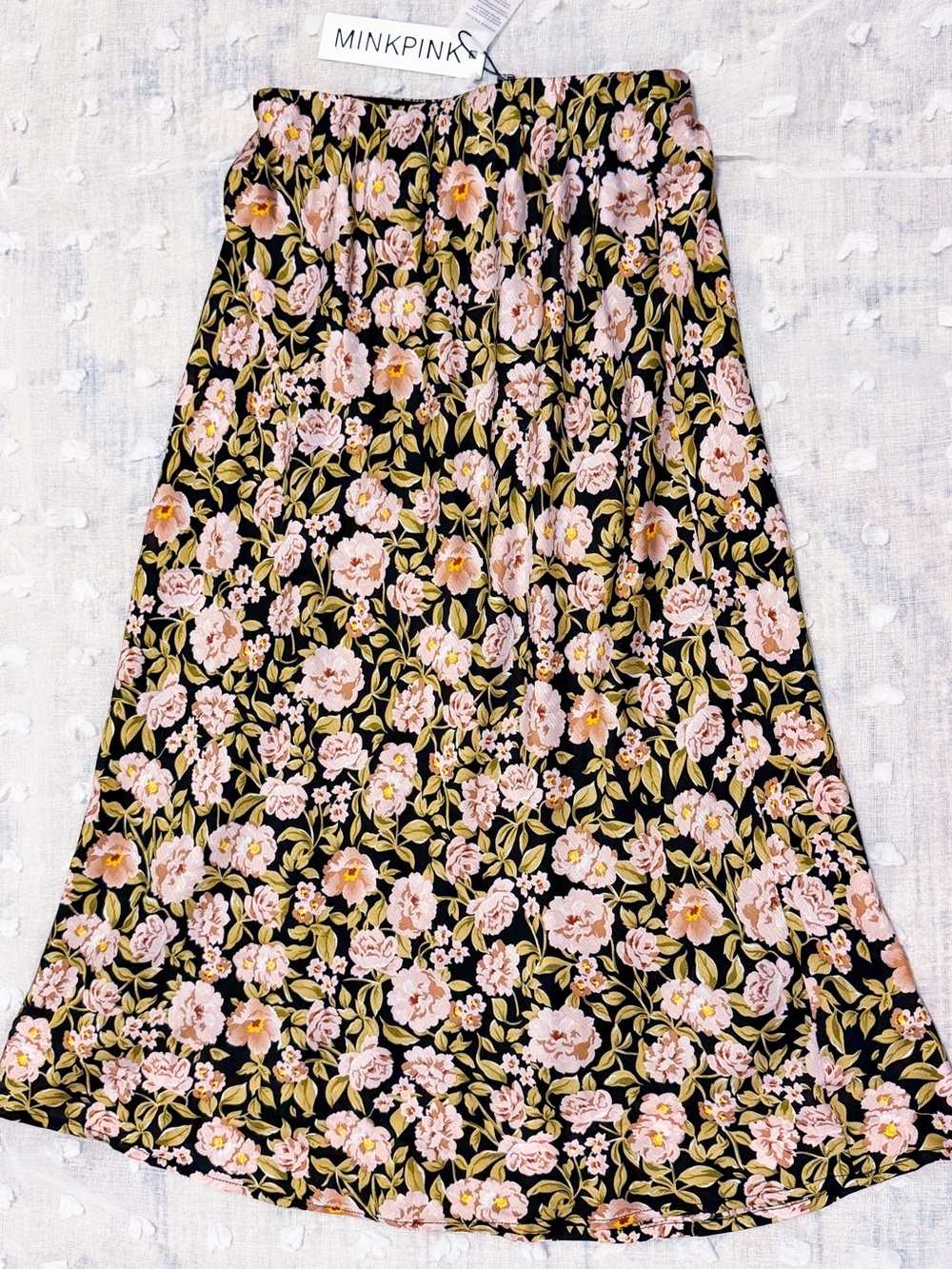 NWT! Chic MINKPINK chiffon Floral A-Line Midi Skirt Size M